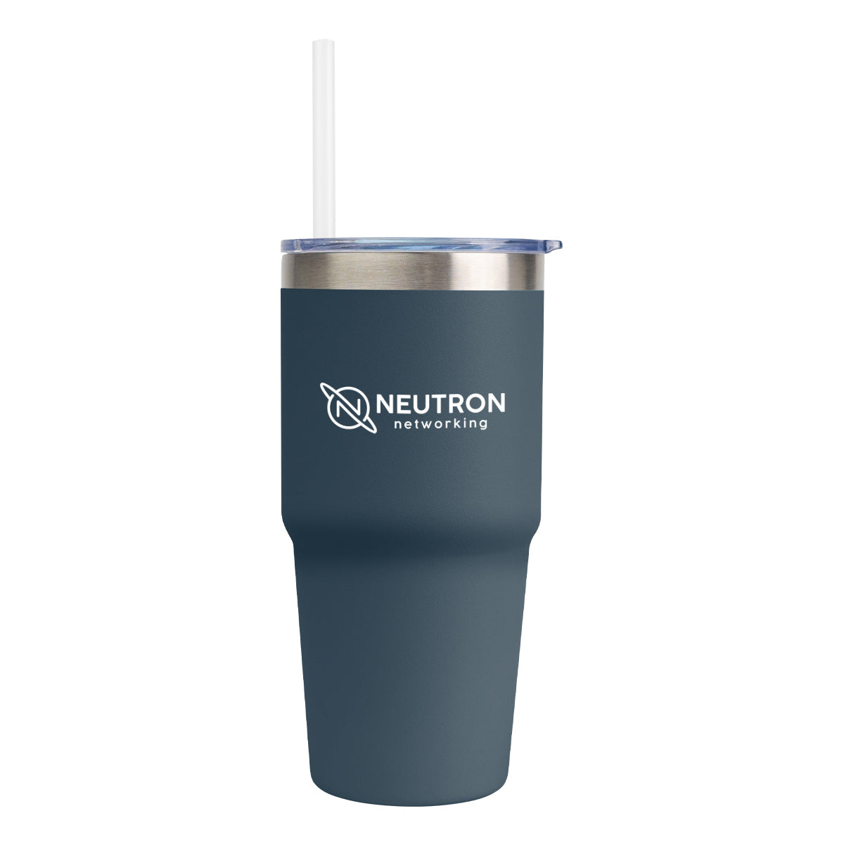 Brea Recycled Stainless Steel Tumbler, 14 oz - Navy - Silk Screen