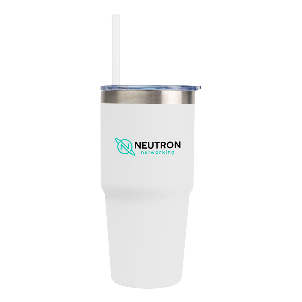 Brea Recycled Stainless Steel Tumbler, 14 oz - White - Colorbrite