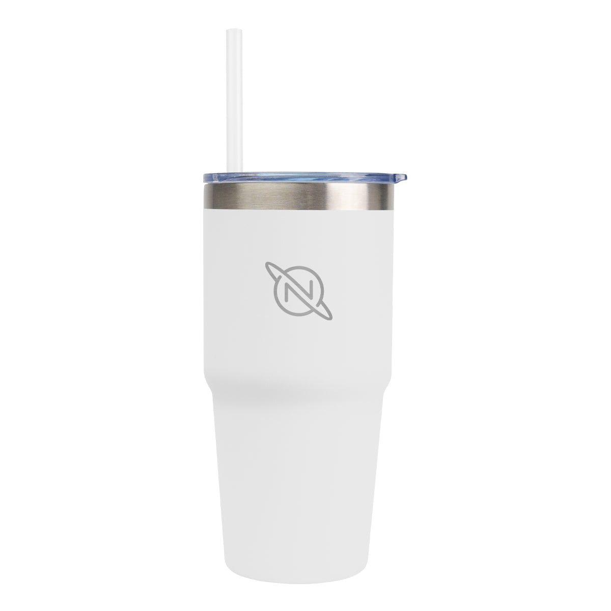 Brea Recycled Stainless Steel Tumbler, 14 oz - White - Laser Engraving