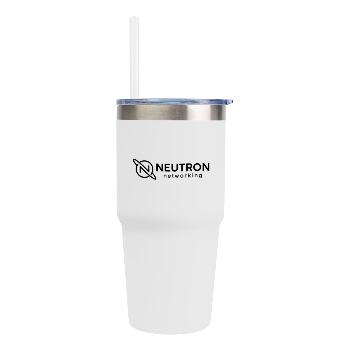 Brea Recycled Stainless Steel Tumbler, 14 oz - White - Silk Screen