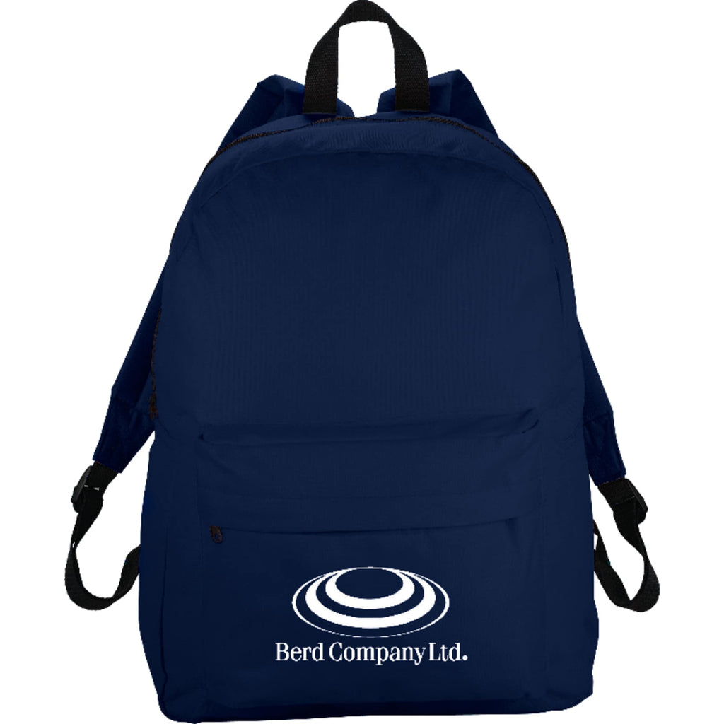 Breckenridge Backpack with Flap Front Pocket Embroidery - Navy Blue - Front