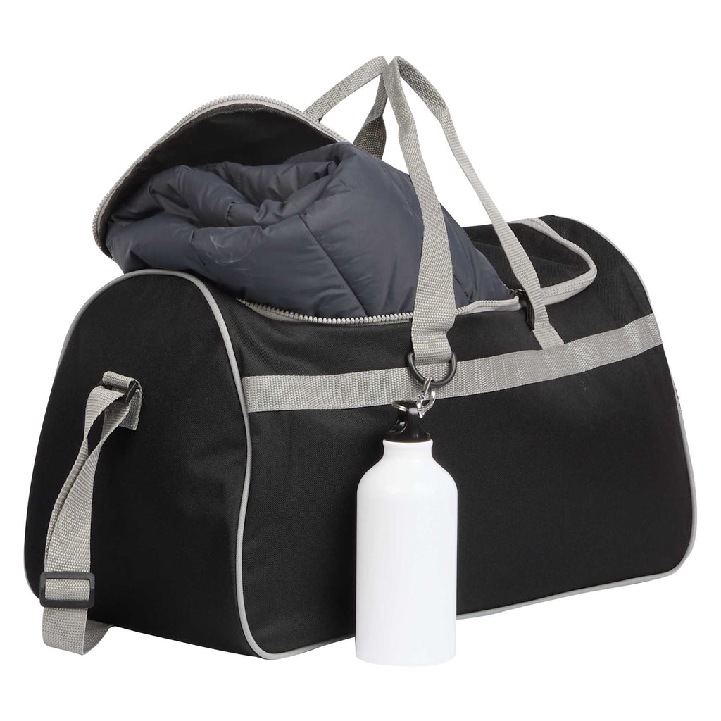Breezy Duffel Bag with U-Shaped Opening in Recycled Polyester Embroidery - Black - Propped