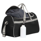 Breezy Duffel Bag with U-Shaped Opening in Recycled Polyester Embroidery - Black - Propped