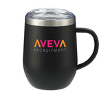 Brew Copper Insulated Coffee Mug, 12 oz Laser Engraving - Black - Front