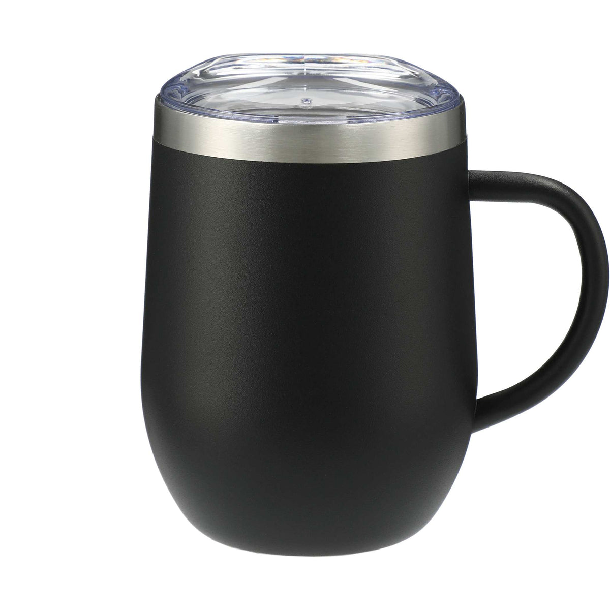 Brew Copper Insulated Coffee Mug, 12 oz Laser Engraving - Black - Front