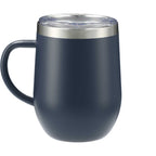 Brew Copper Insulated Coffee Mug, 12 oz Laser Engraving - Navy - Back