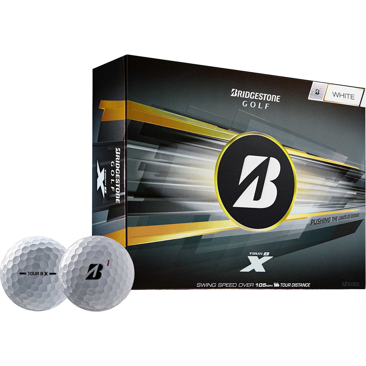 Bridgestone Tour B X Golf Balls for Fast Swing Speeds, 12 Pack Full Color - White - Right Angle Packaging 2