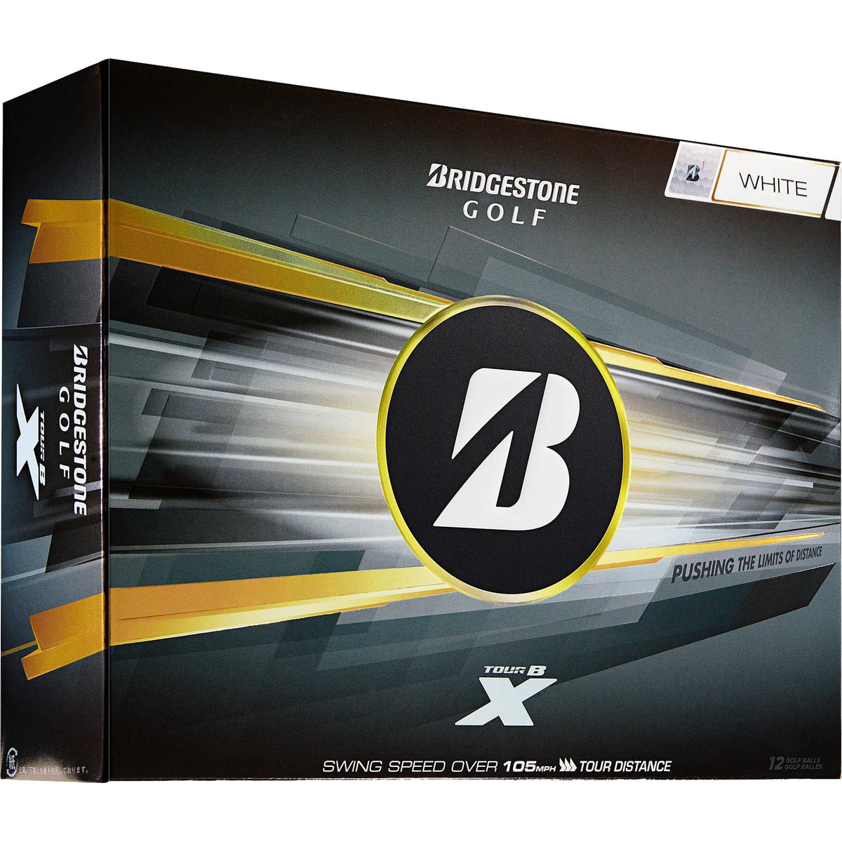 Bridgestone Tour B X Golf Balls for Fast Swing Speeds, 12 Pack Full Color - White - Right Angle Packaging