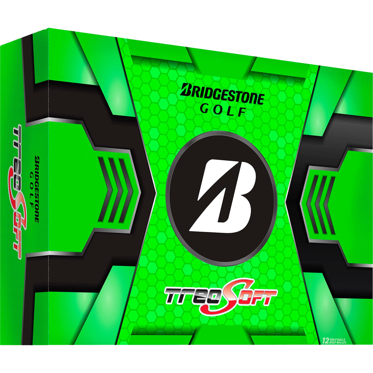 Bridgestone TreoSoft Soft Feel Golf Balls, 12 Pack Full Color - White - Packaging