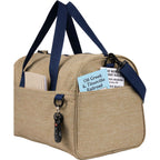 Brighton Duffel Bag with Navy Webbing in Recycled Polyester Embroidery - Tan - Detail 2