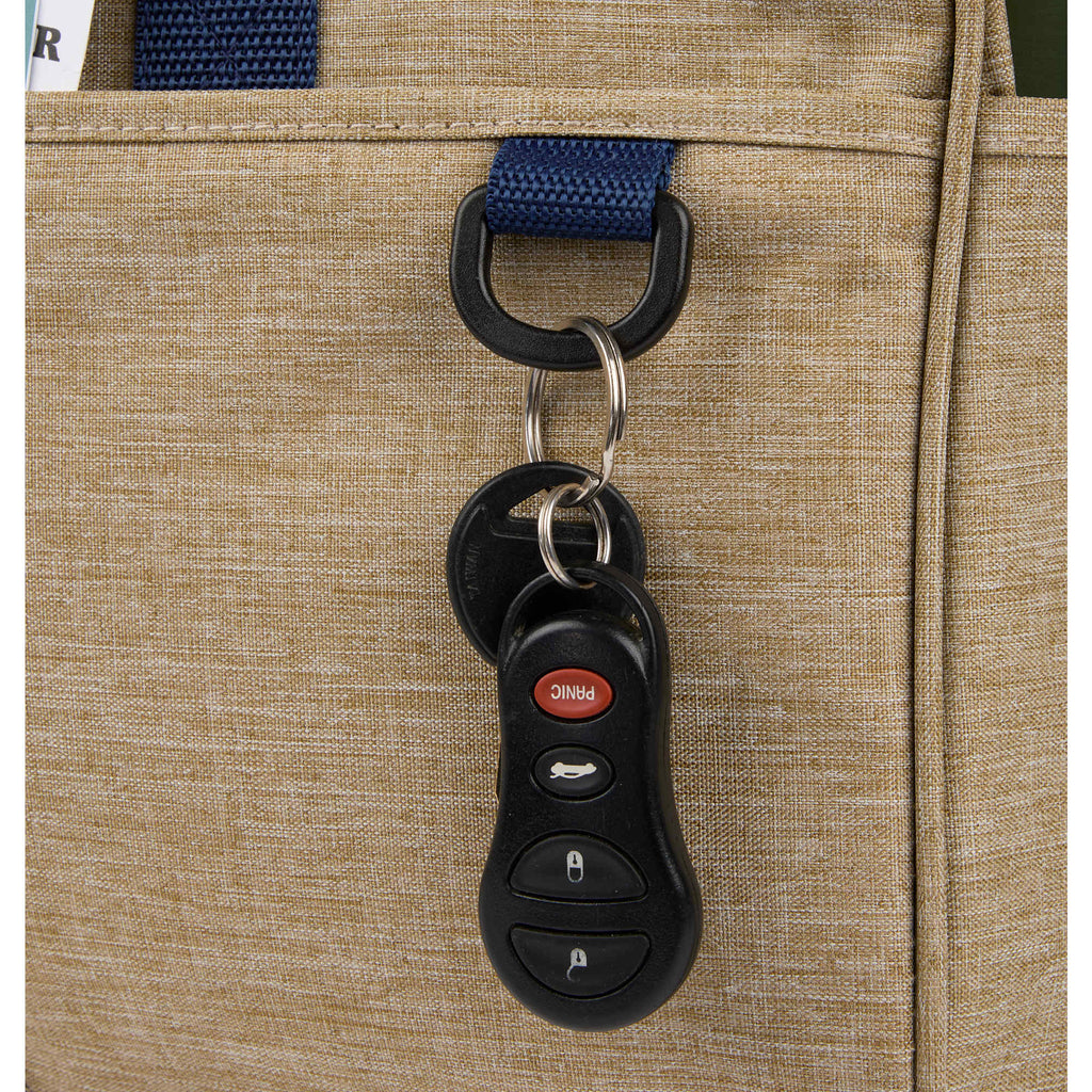 Brighton Duffel Bag with Navy Webbing in Recycled Polyester Embroidery - Tan - Detail 3