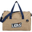 Brighton Duffel Bag with Navy Webbing in Recycled Polyester Embroidery - Tan - Front