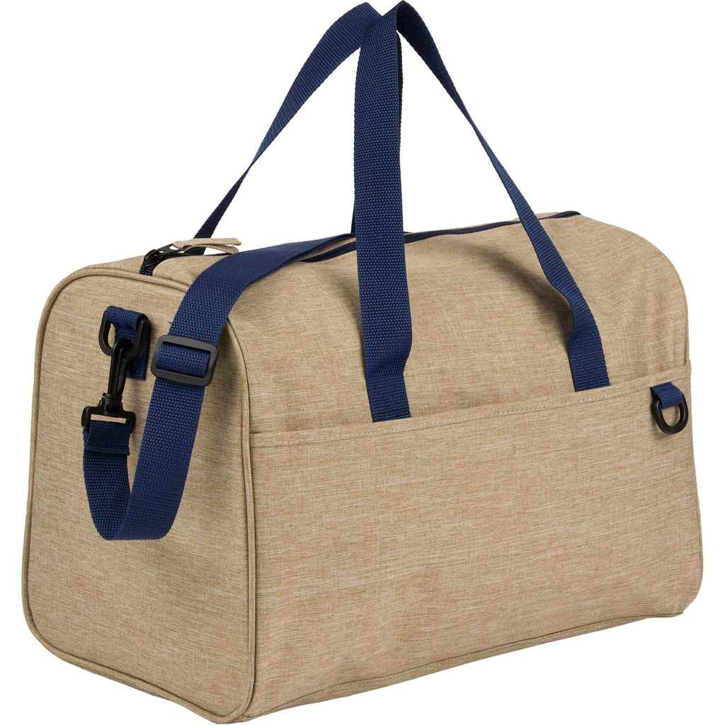 Brighton Duffel Bag with Navy Webbing in Recycled Polyester Full Color - Tan - Right Angle