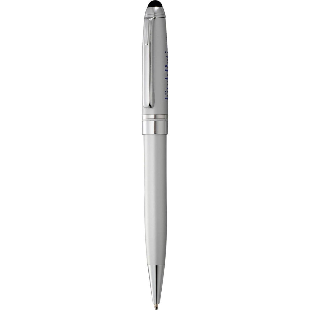 Bristol Brass Ballpoint Pen with Stylus - Silver - Front 2