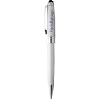Bristol Brass Ballpoint Pen with Stylus - Silver - Front