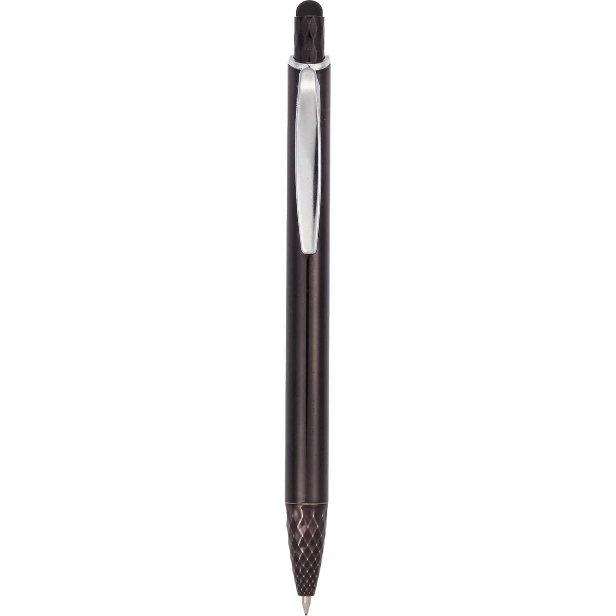 Brite Gel Stylus Pen in Recycled Aluminum Laser Engraving - Black - Clip