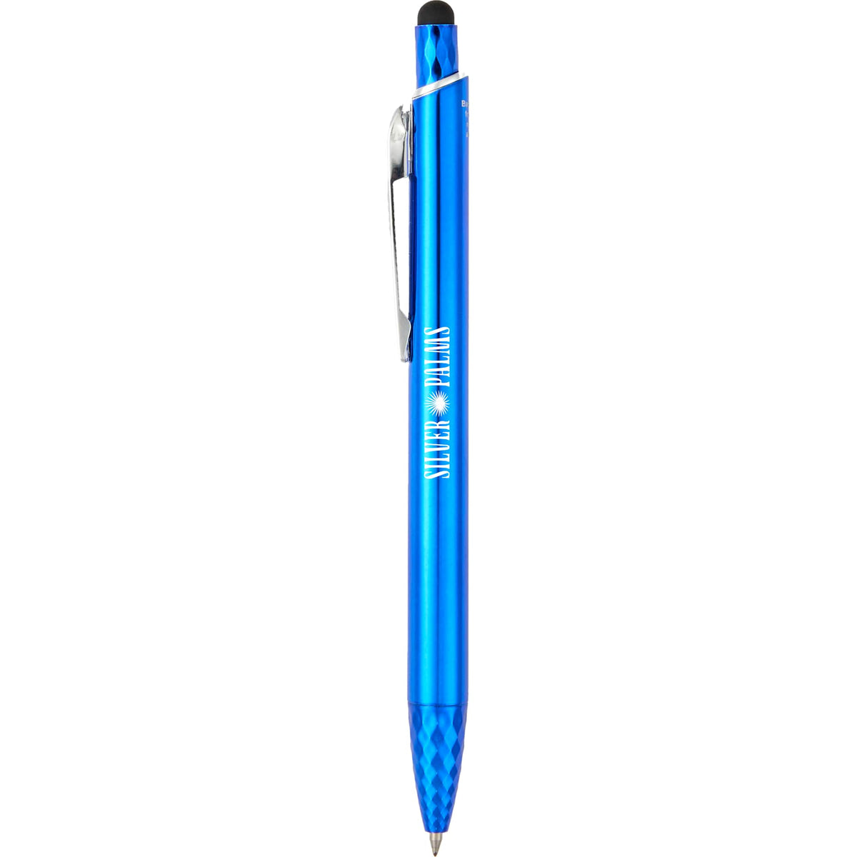 Brite Gel Stylus Pen in Recycled Aluminum Laser Engraving - Blue - Front
