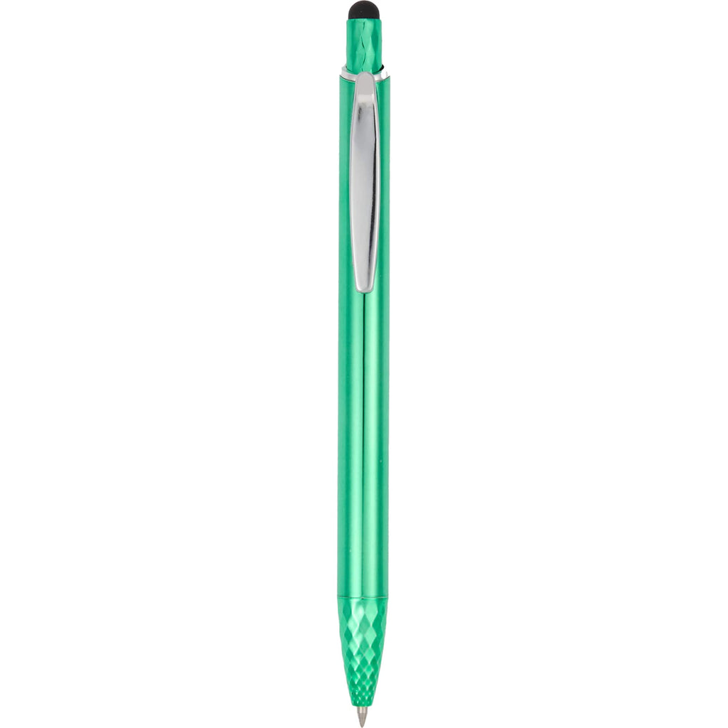 Brite Gel Stylus Pen in Recycled Aluminum Laser Engraving - Green - Clip