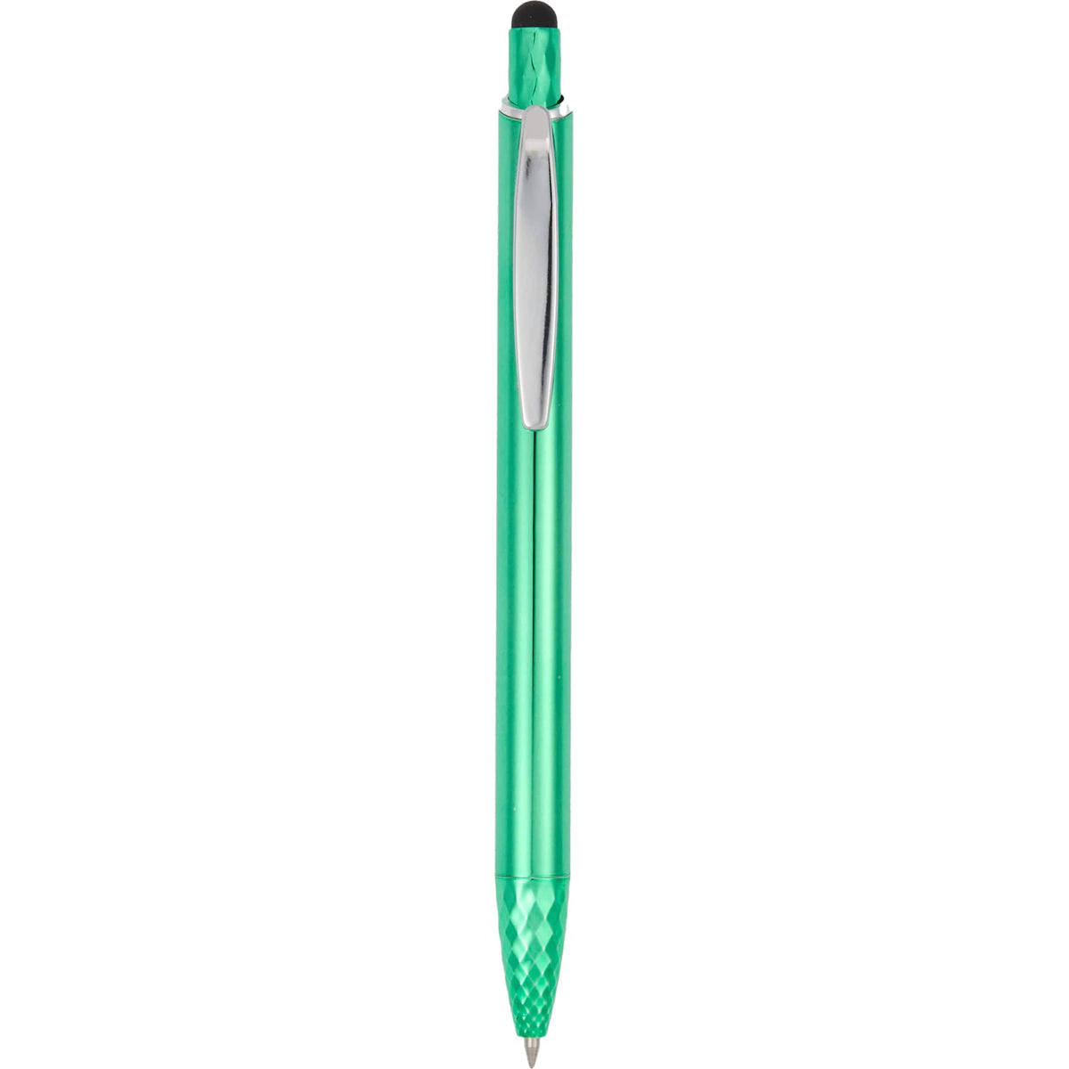 Brite Gel Stylus Pen in Recycled Aluminum Laser Engraving - Green - Clip