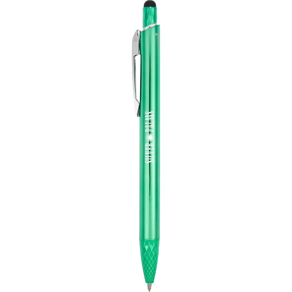 Brite Gel Stylus Pen in Recycled Aluminum Laser Engraving - Green - Front