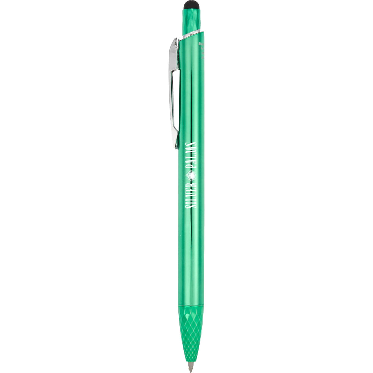 Brite Gel Stylus Pen in Recycled Aluminum Laser Engraving - Green - Front