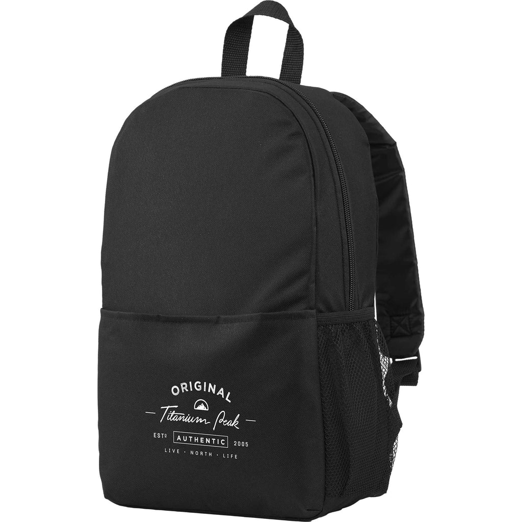 Brix Everyday Backpack in Recycled Polyester Embroidery - Black - Left Angle