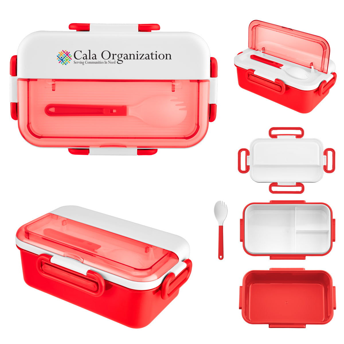 Broadview Bento Box and Spork - Red - Full Color