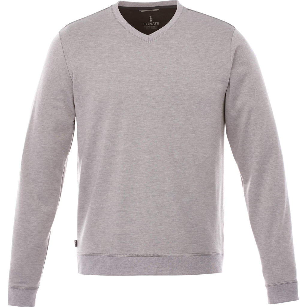 Bromley Knit V-Neck Sweater for Men Embroidery - Heather Grey - Front Flat