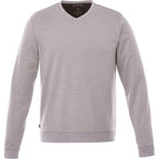Bromley Knit V-Neck Sweater for Men Embroidery - Heather Grey - Front Flat