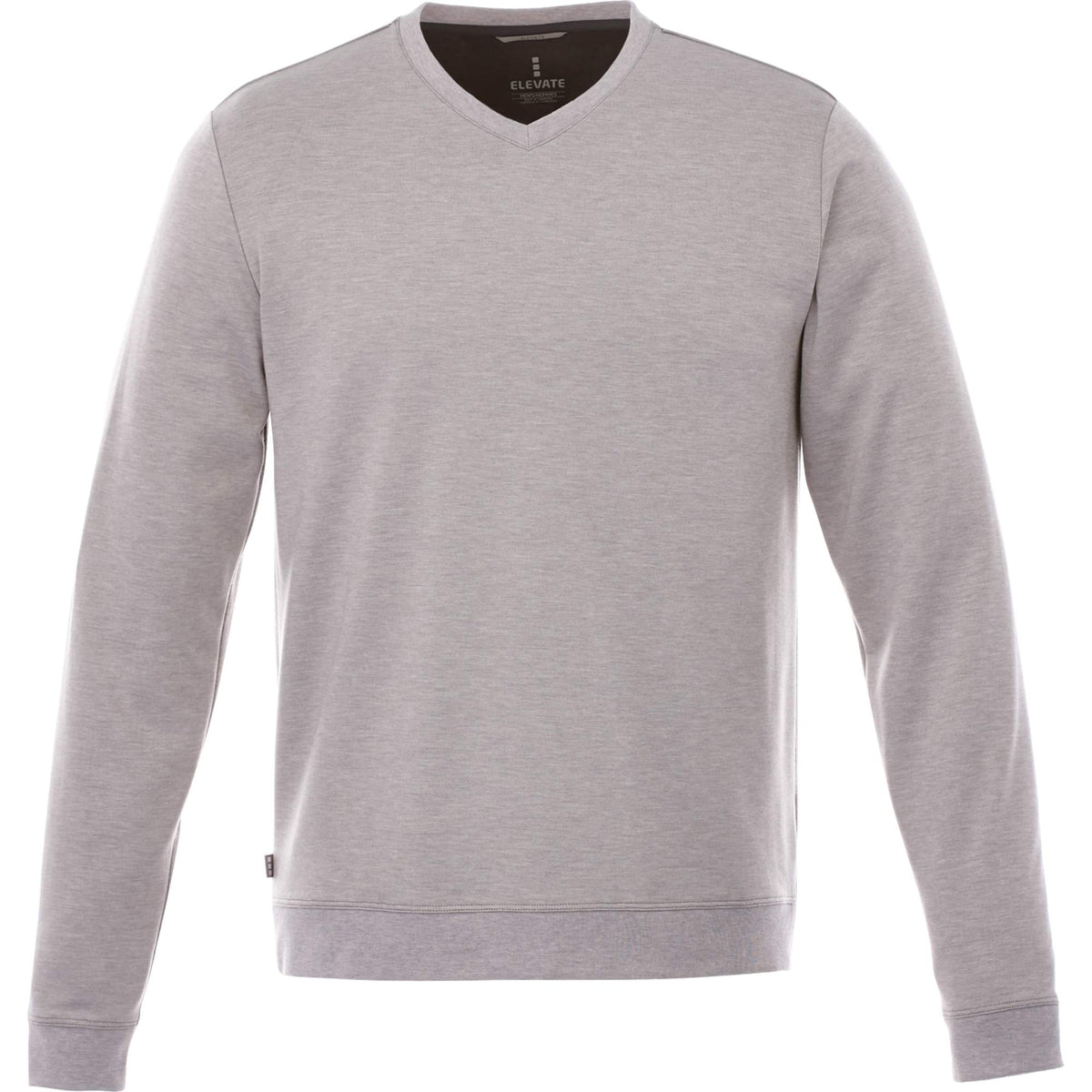 Bromley Knit V-Neck Sweater for Men Embroidery - Heather Grey - Front Flat