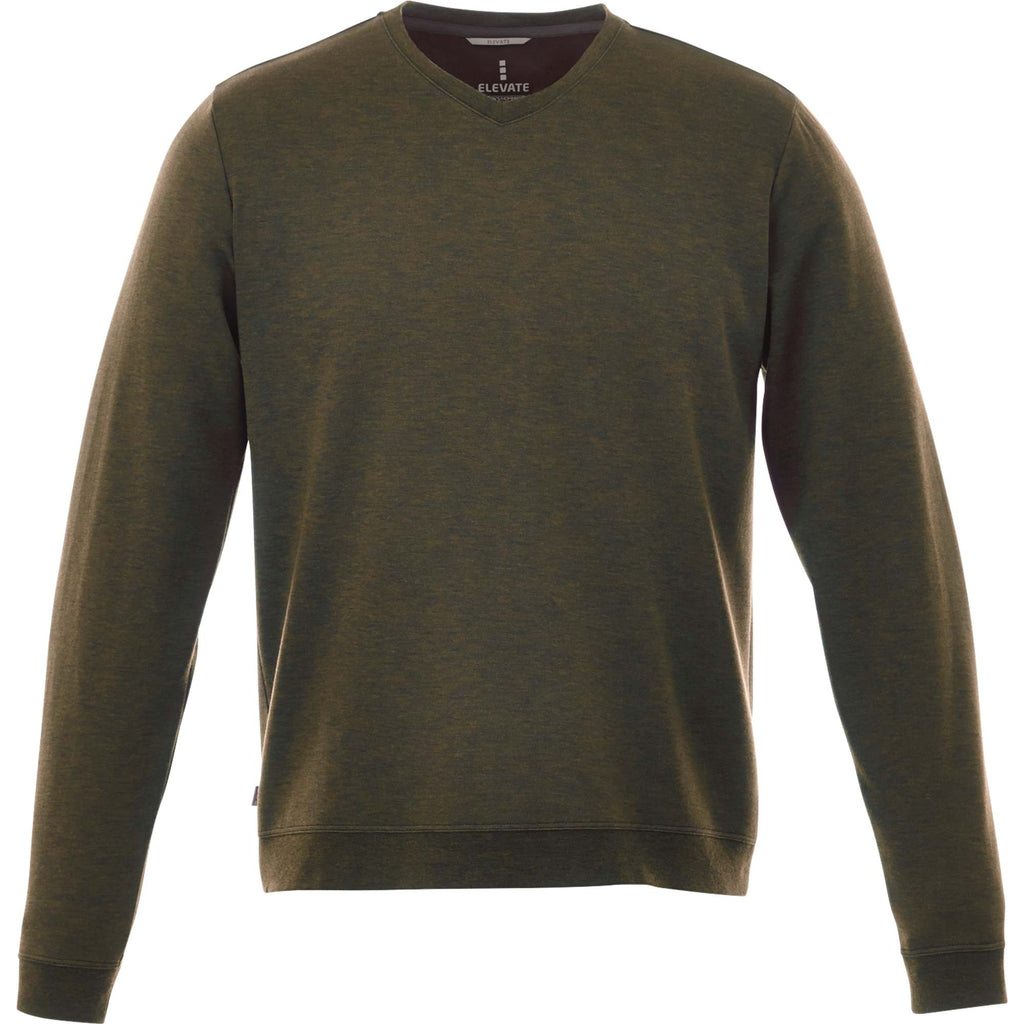 Bromley Knit V-Neck Sweater for Men Embroidery - Loden Heather - Front Flat