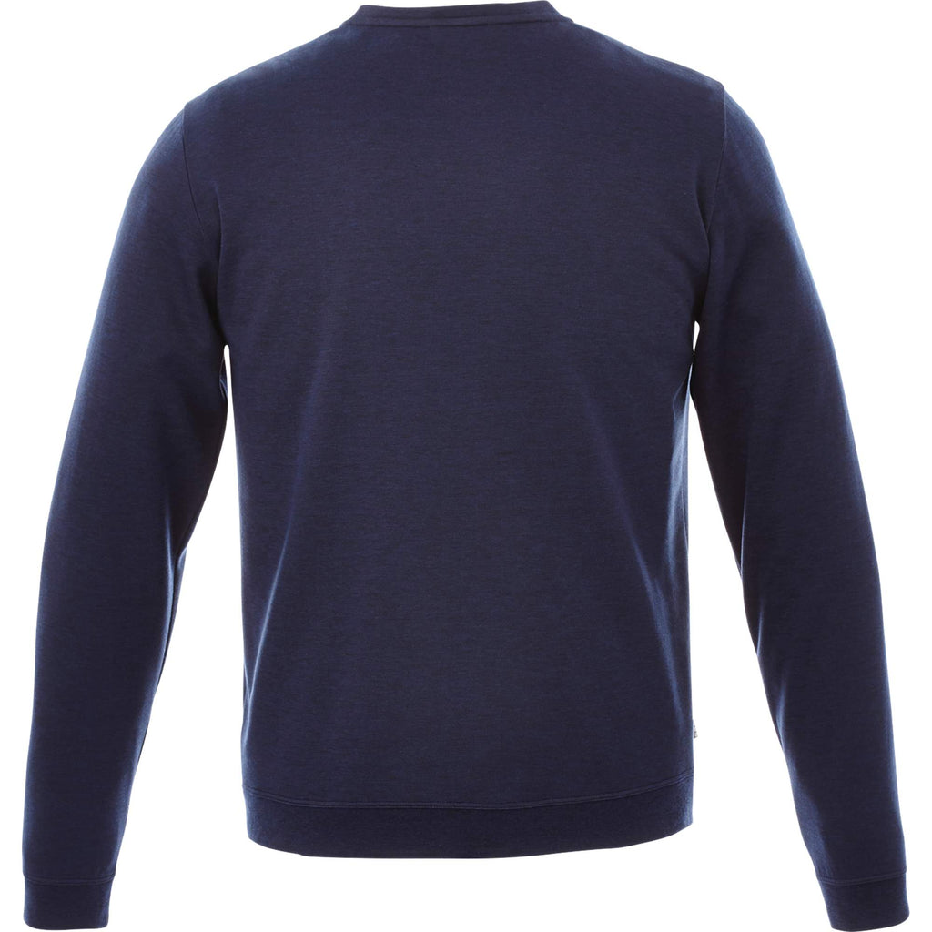 Bromley Knit V-Neck Sweater for Men Embroidery - Metro Blue Heather - Back Flat