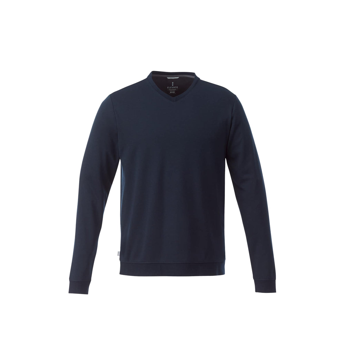 Bromley Knit V-Neck Sweater for Men Embroidery - Navy Heather - Front Flat