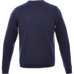 Bromley Knit V-Neck Sweater for Men Transfer - Metro Blue Heather - Back Flat