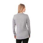 Bromley Knit V-Neck Sweater for Women Transfer - Heather Grey - Back On Model