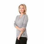 Bromley Knit V-Neck Sweater for Women Transfer - Heather Grey - On Model