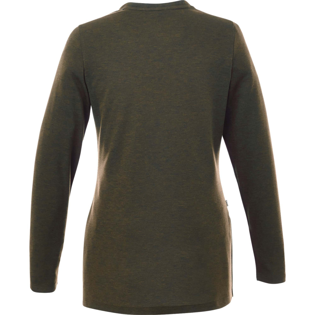 Bromley Knit V-Neck Sweater for Women Transfer - Loden Heather - Back Flat