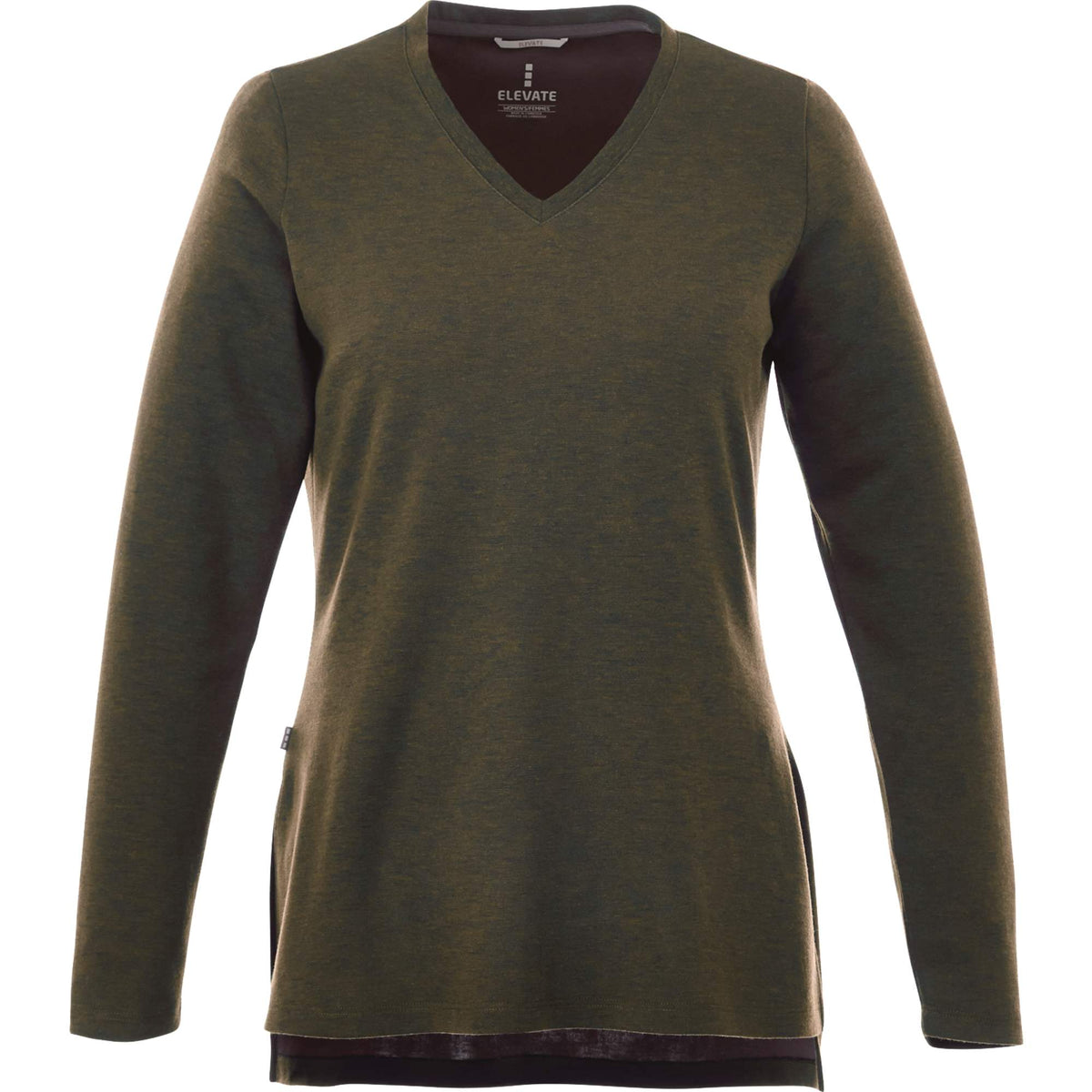 Bromley Knit V-Neck Sweater for Women Transfer - Loden Heather - Front Flat