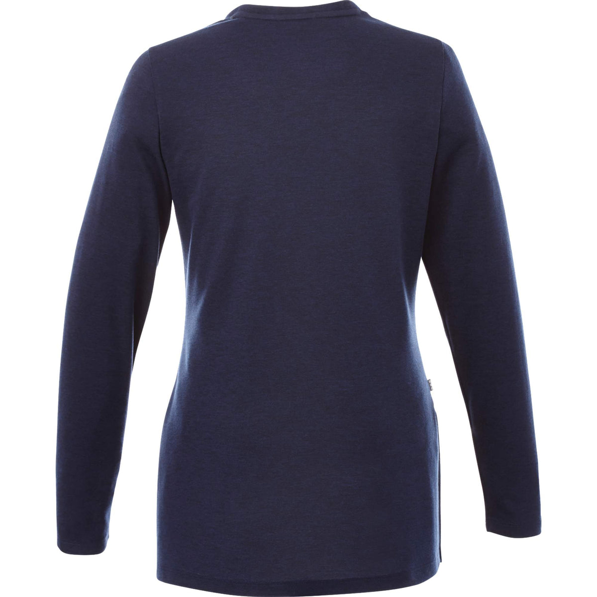 Bromley Knit V-Neck Sweater for Women Transfer - Metro Blue Heather - Back Flat