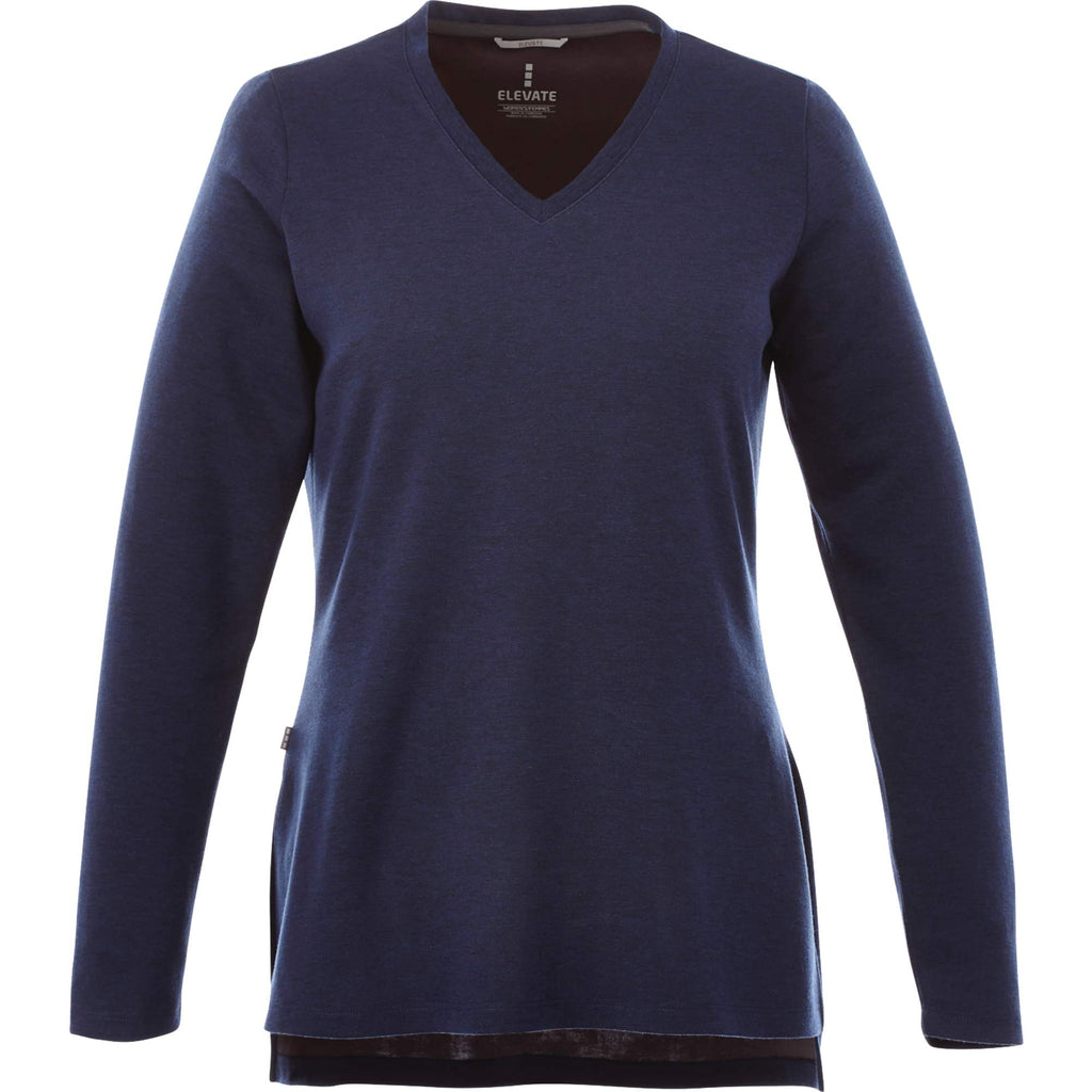 Bromley Knit V-Neck Sweater for Women Transfer - Metro Blue Heather - Front Flat