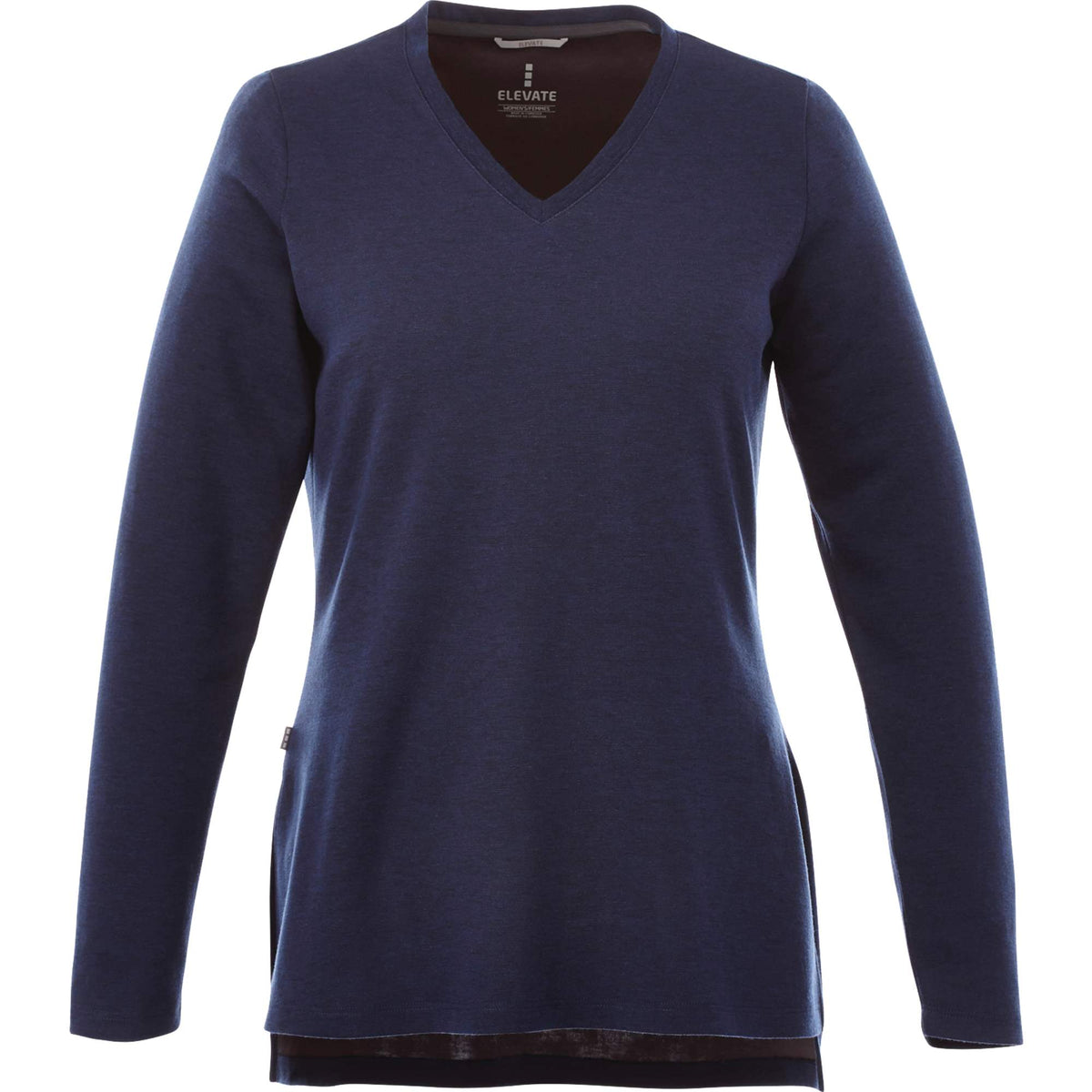 Bromley Knit V-Neck Sweater for Women Transfer - Metro Blue Heather - Front Flat