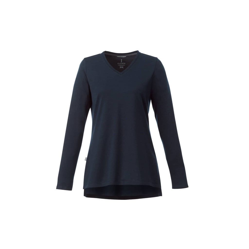 Bromley Knit V-Neck Sweater for Women Transfer - Navy Heather - Front Flat