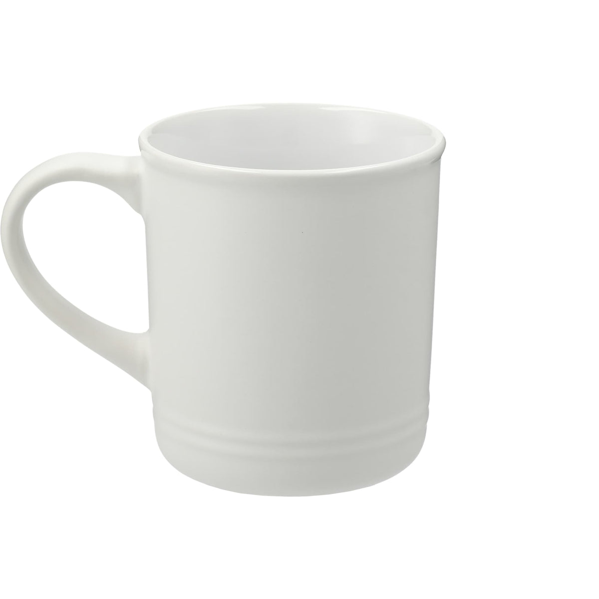Bronx Ceramic Mug with Ring Detail, 12 oz - White - Back