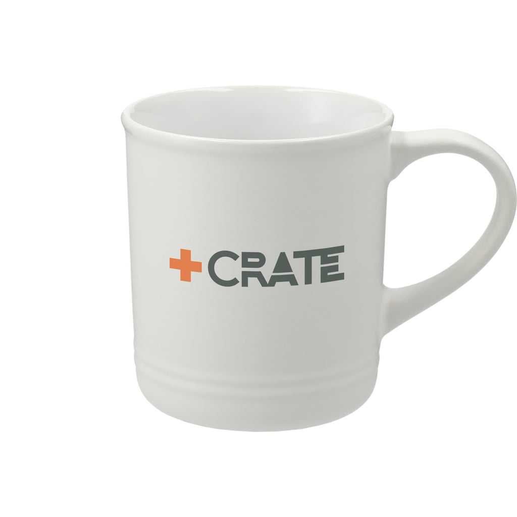 Bronx Ceramic Mug with Ring Detail, 12 oz - White - Front