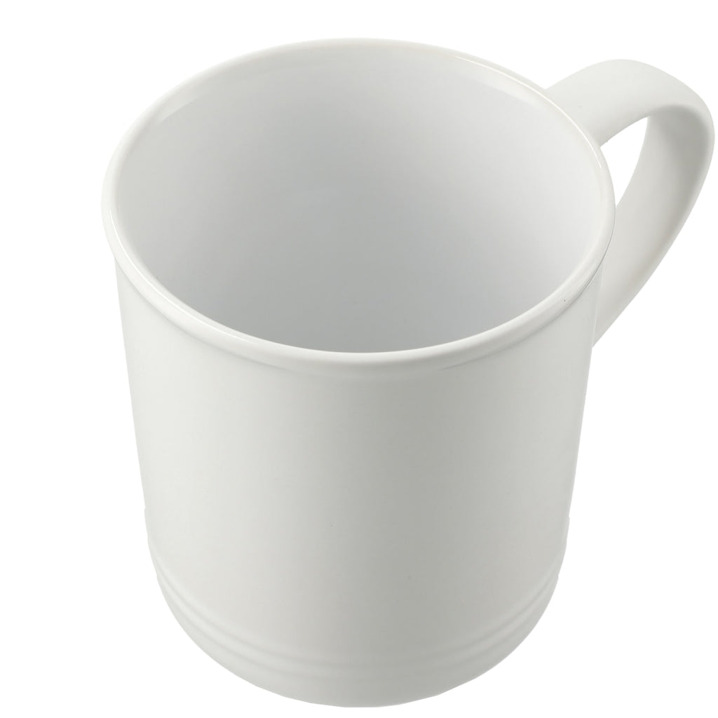 Bronx Ceramic Mug with Ring Detail, 12 oz - White - Right Angle