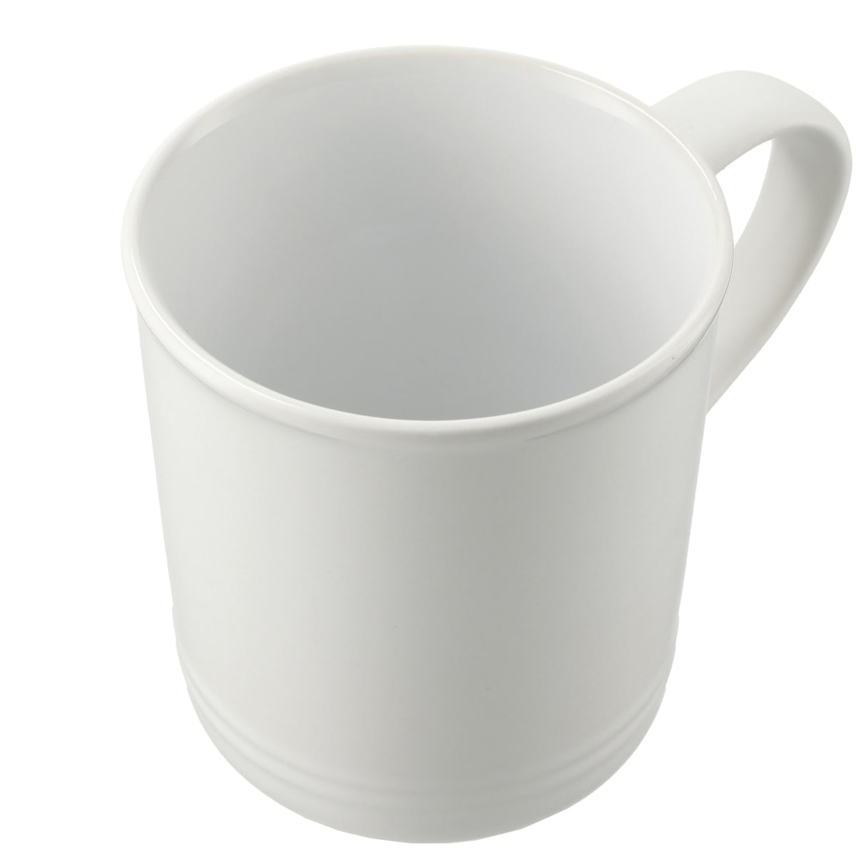 Bronx Ceramic Mug with Ring Detail, 12 oz - White - Right Angle