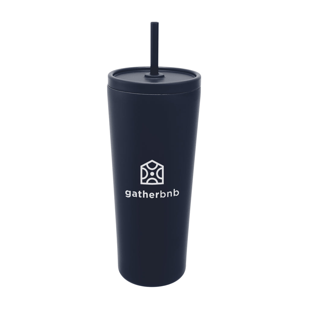 Brooklyn Recycled Stainless Steel Tumbler, 24 oz - Navy - Silk Screen