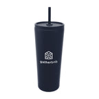 Brooklyn Recycled Stainless Steel Tumbler, 24 oz - Navy - Silk Screen