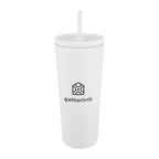 Brooklyn Recycled Stainless Steel Tumbler, 24 oz - White - Silk Screen