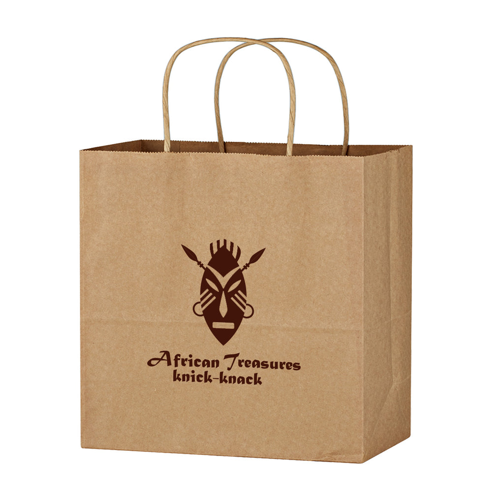 Brown Kraft Paper Shopping Bag, 13 x 13 Inches - Natural Brown - Flexography